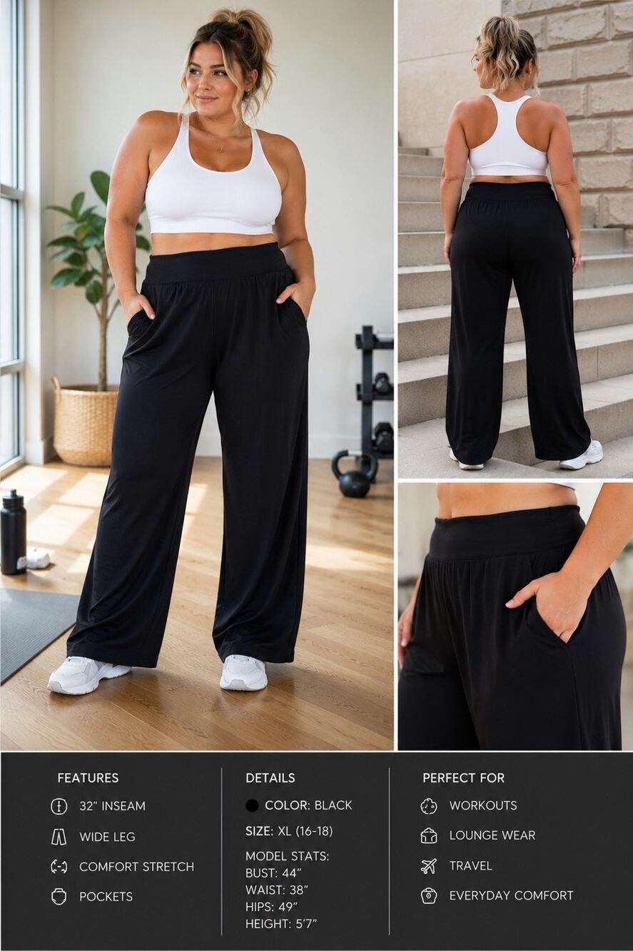 Harmony Balance wide leg Athletic Lounge Pants Pockets size XL